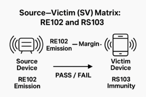 Using the Source–Victim Matrix to Connect RE102 and RS103 in Shipboard EMC