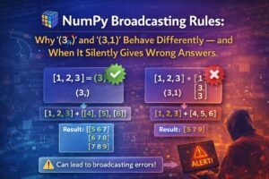 NumPy广播规则详解：为什么`(3,)`和`(3,1)`行为不同——以及它何时会悄悄给出错误答案
